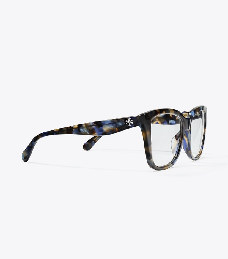Tory Burch designer sunglasses & eyewear Kira Square Eyeglasses in BLUE TORTOISE front