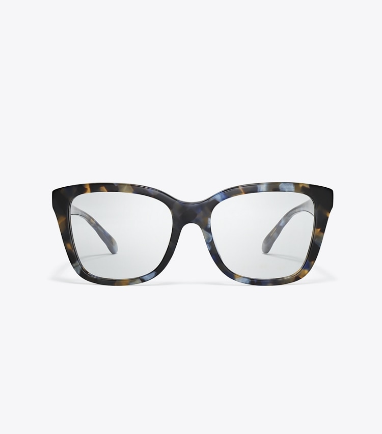 Tory Burch designer sunglasses & eyewear Kira Square Eyeglasses in BLUE TORTOISE front
