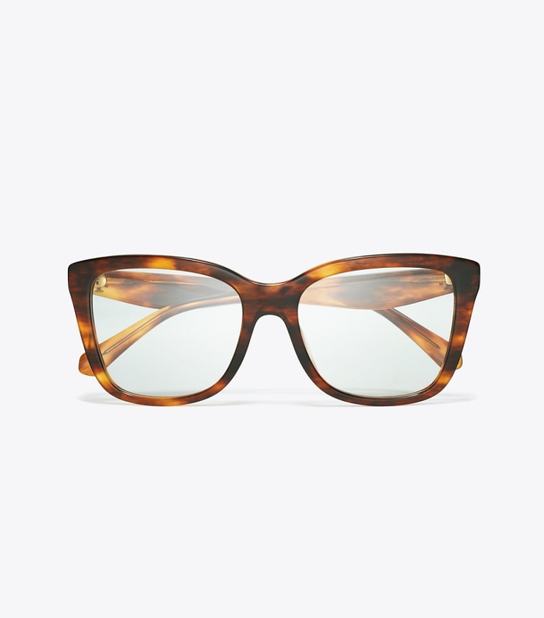 Tory Burch designer sunglasses & eyewear Kira Square Eyeglasses in DARK WOOD front