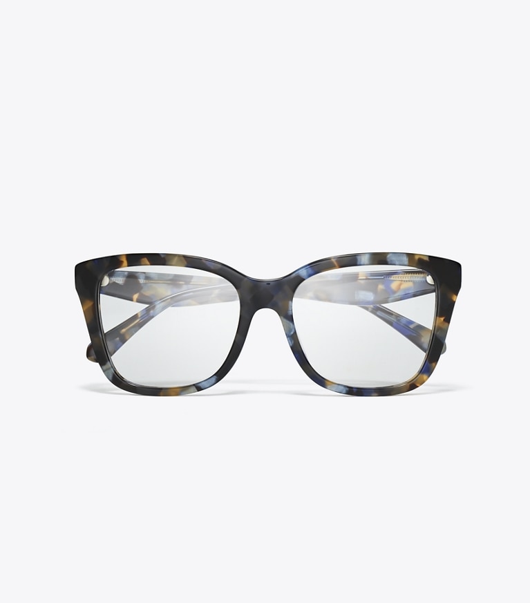 Tory Burch designer sunglasses & eyewear Kira Square Eyeglasses in BLUE TORTOISE front