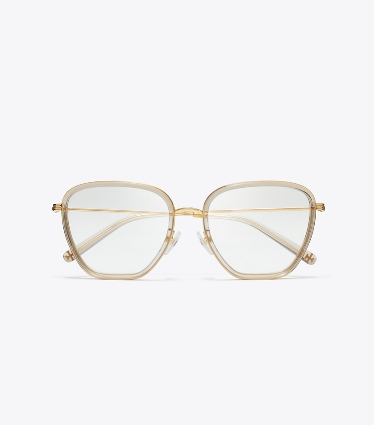 Tory Burch designer sunglasses & eyewear Kira Square Eyeglasses in CLEAR overhead