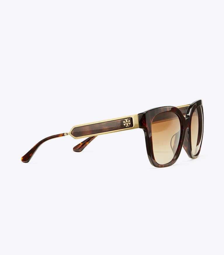 Tory Burch designer sunglasses & eyewear Kira Square Sunglasses in DARK TORTOISE front