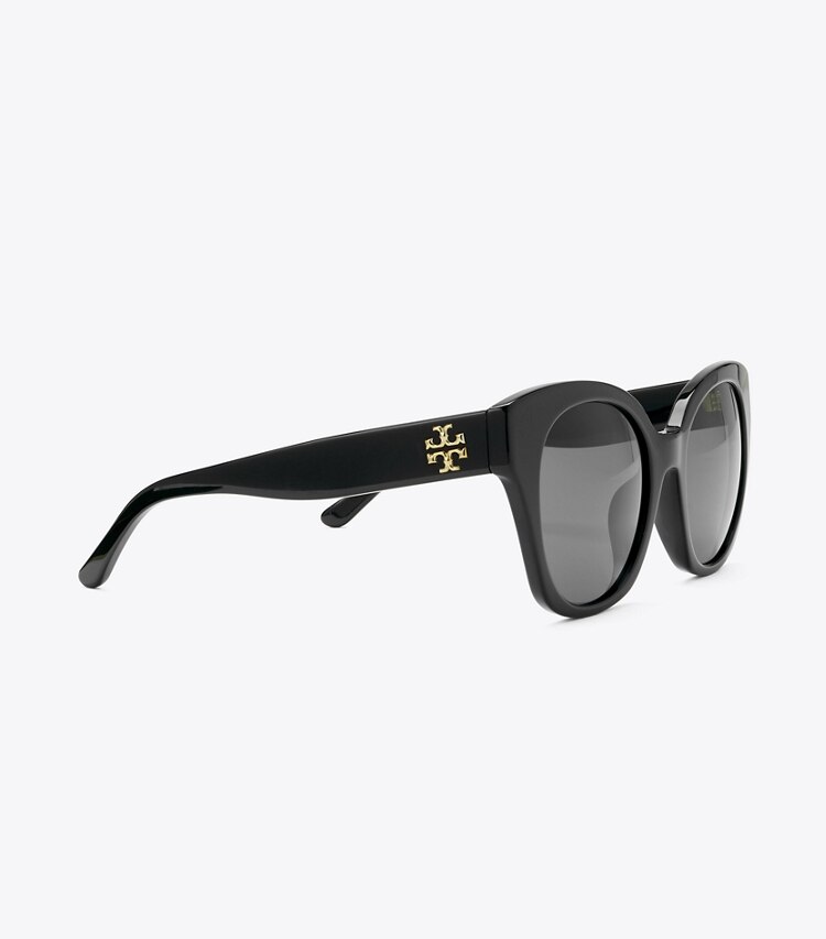 Tory Burch designer sunglasses & eyewear Kira Square Sunglasses in BLACK detail