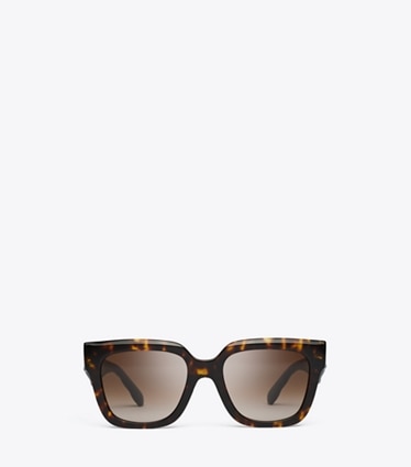 Tory Burch designer サングラス＆アイウェア キラ スクエア サングラス in DARK TORTOISE/BROWN GRADIENT front