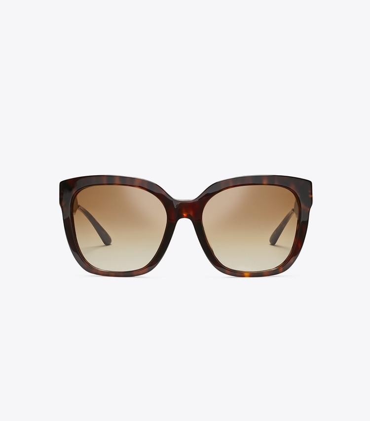 Tory Burch designer sunglasses & eyewear Kira Square Sunglasses in DARK TORTOISE front