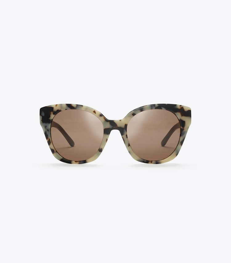 Tory Burch designer sunglasses & eyewear Kira Square Sunglasses in DALMATION TORTOISE/BORDEAUX front