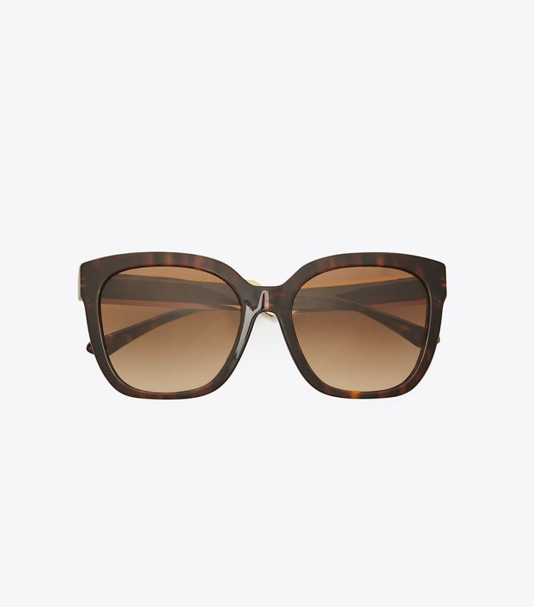 Tory Burch designer sunglasses & eyewear Kira Square Sunglasses in DARK TORTOISE overhead