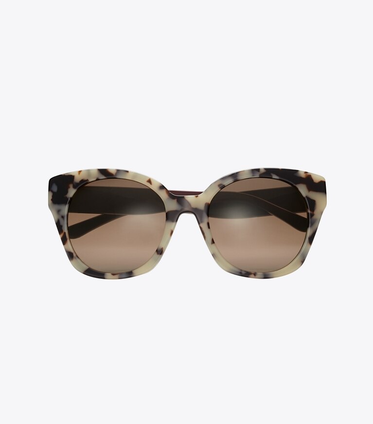 Tory Burch designer sunglasses & eyewear Kira Square Sunglasses in DALMATION TORTOISE/BORDEAUX front