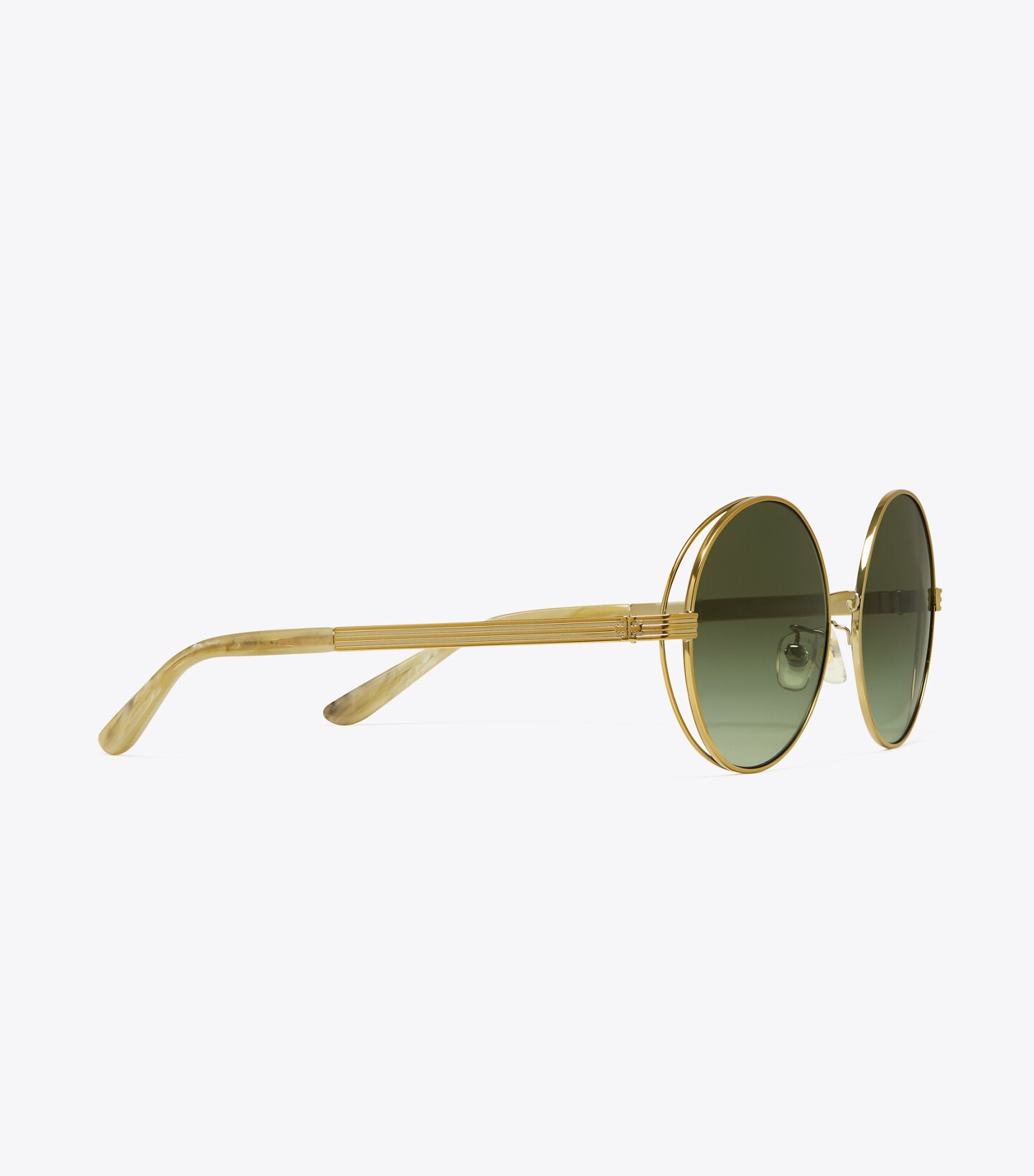 Kira Stripe Open-Wire Round Sunglasses