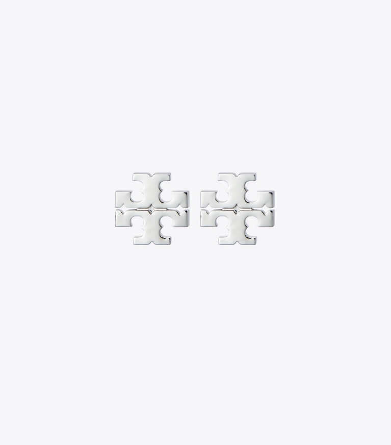 Tory Burch designer earrings Kira Stud Earrings in Tory Silver front