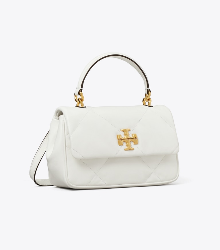 Tory Burch designer crossbody bags Kira Tasche mit Rautensteppung und Tragegriff oben in Blanc angle
