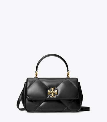 Tory Burch designer crossbody bags Kira Tasche mit Rautensteppung und Tragegriff oben in Black front