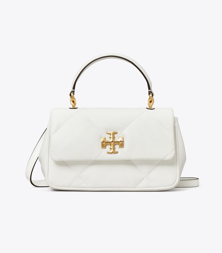 Tory Burch designer crossbody bags Kira Tasche mit Rautensteppung und Tragegriff oben in Blanc front