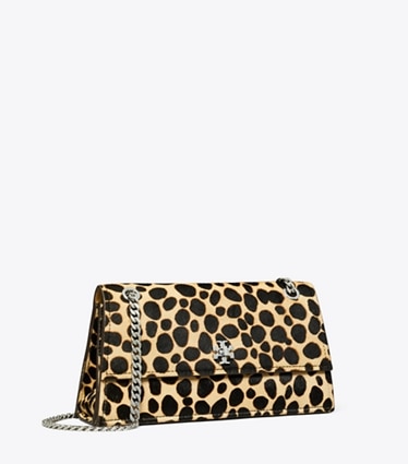 Tory Burch designer shoulder bags Kira Turnlock Calf Hair Shoulder Bag in Trench / Black angle