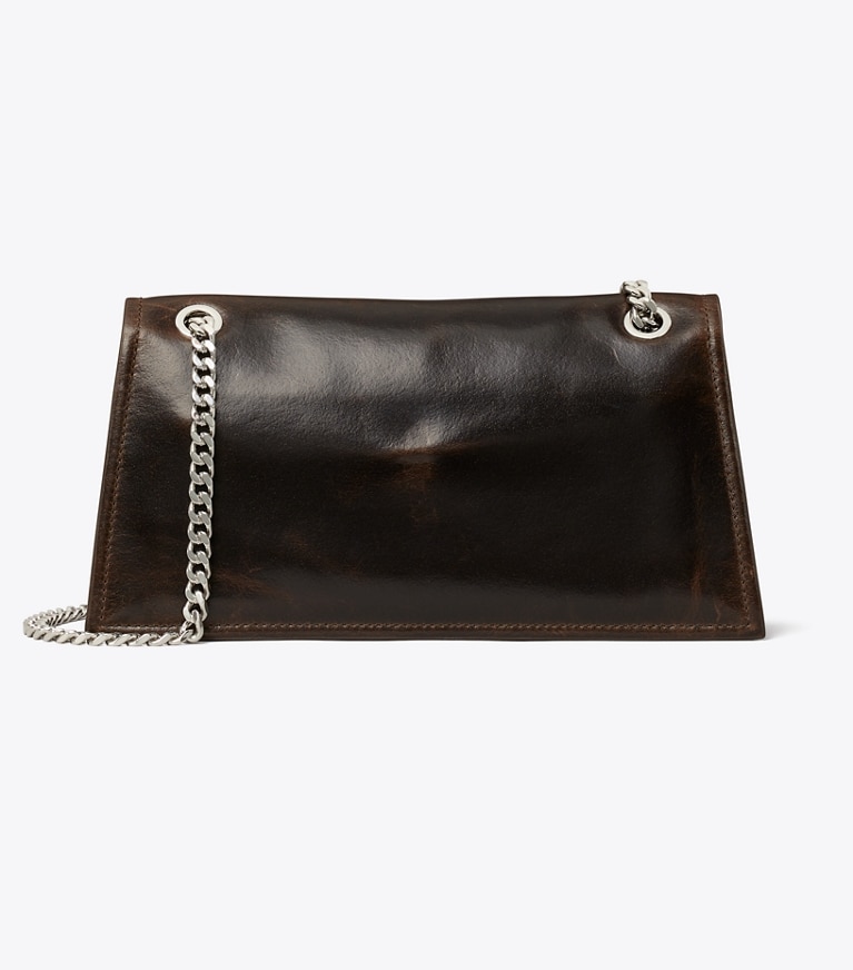 Tory Burch designer shoulder bags Kira Turnlock Distressed Shoulder Bag in Dark Brown back