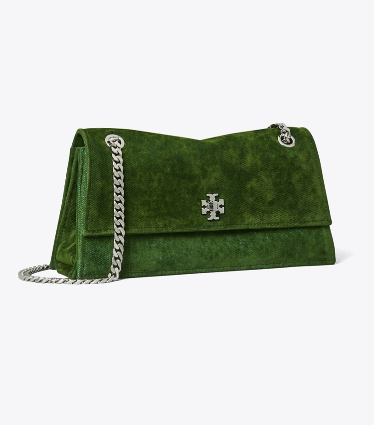 Tory Burch designer shoulder bags Kira Turnlock Flocked Shoulder Bag in Soft Emerald angle
