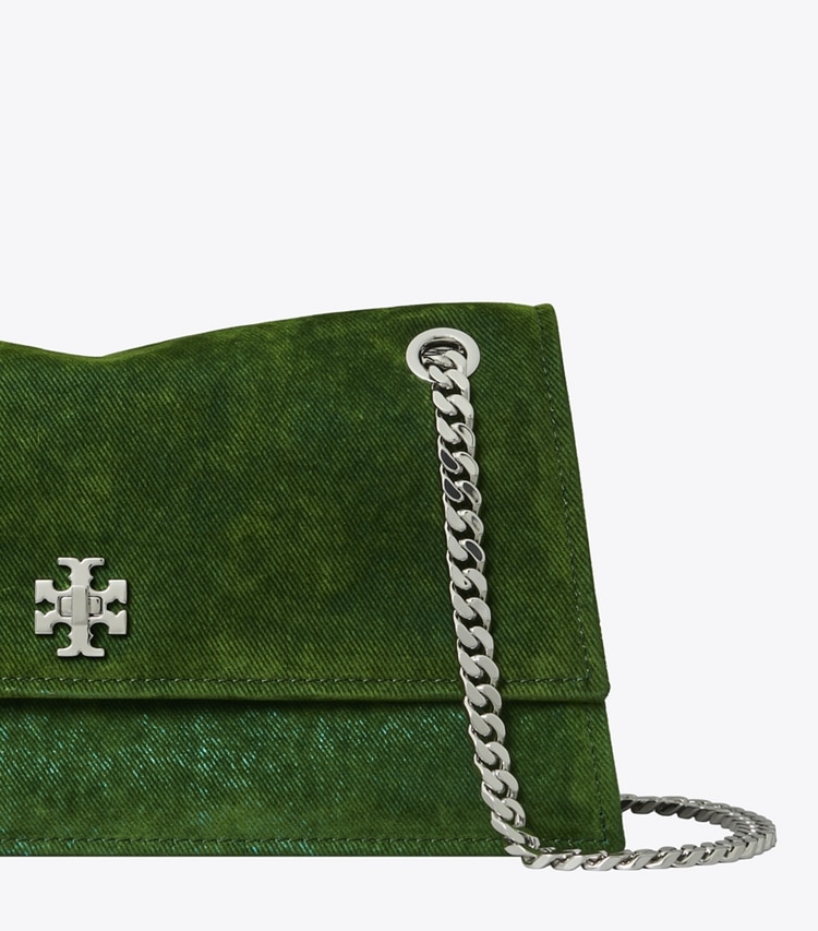 Tory Burch designer shoulder bags Kira Turnlock Flocked Shoulder Bag in Soft Emerald detail