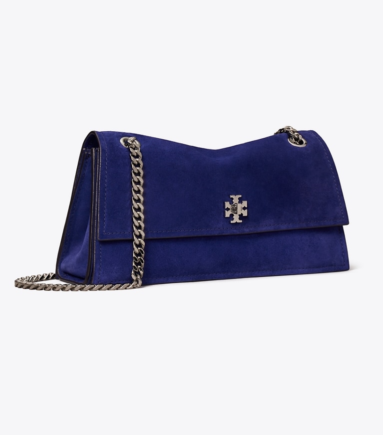 Tory Burch designer shoulder bags Kira Turnlock Suede Shoulder Bag in Ballpoint Blue angle