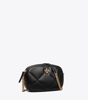 Tory Burch designer crossbody bags Kira Umhängetasche mit Rautensteppung in Black angle