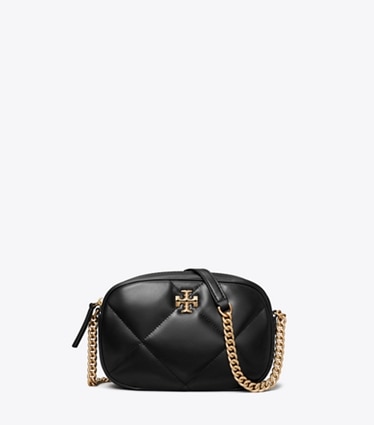 Tory Burch designer crossbody bags Kira Umhängetasche mit Rautensteppung in Black front