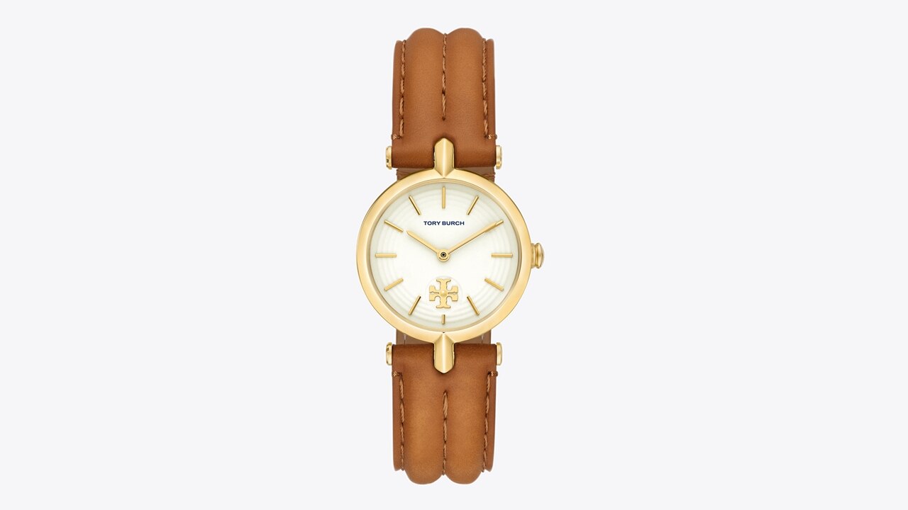 Kira Watch, Leather/Gold-Tone Stainless Steel: Women's Designer 