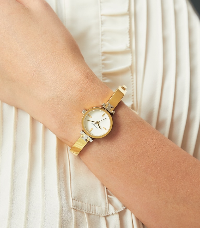 Tory Burch designer strap watches Kira Watch in GOLD/SILVER front