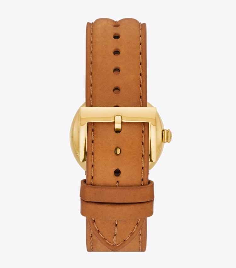 Tory Burch designer strap watches Kira Watch in IVORY/GOLD/LUGGAGE back