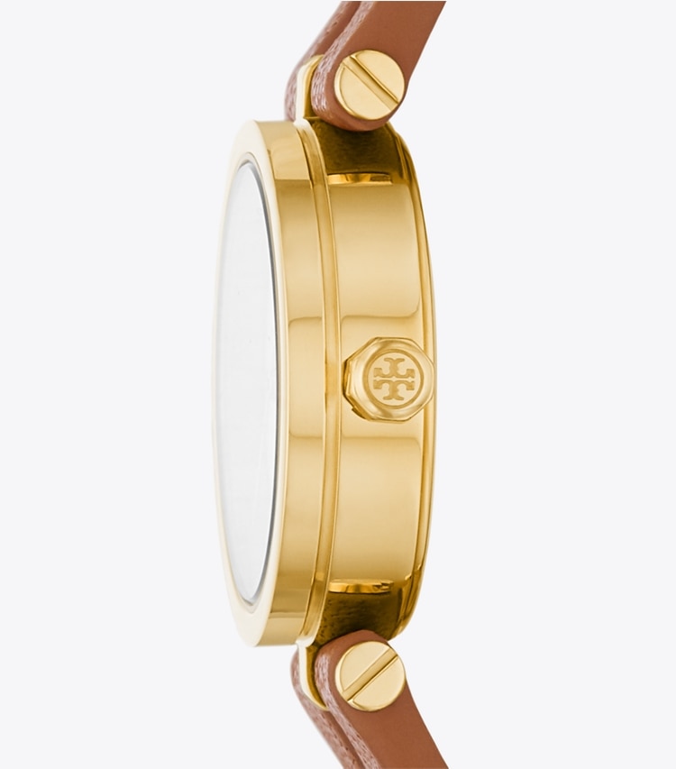 Tory Burch designer strap watches Kira Watch in LUGGAGE/GOLD side