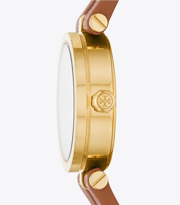 Tory Burch designer strap watches Kira Watch in LUGGAGE/GOLD front