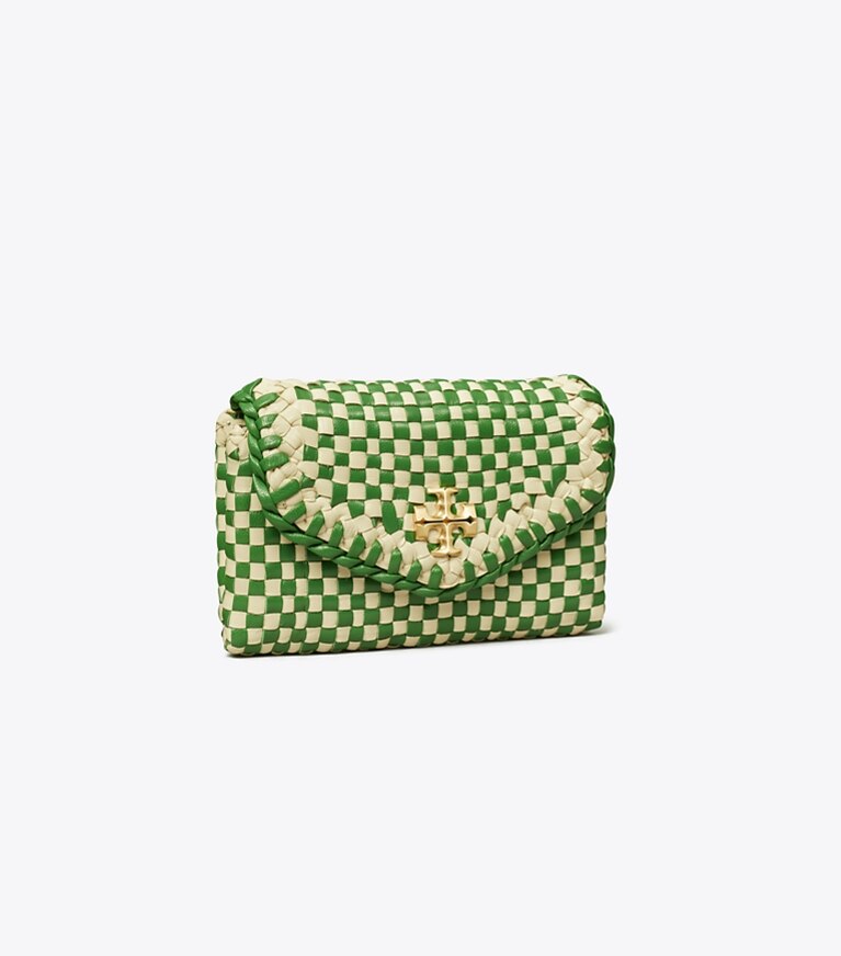 Tory Burch designer card cases Kira Woven Flap Card Case in Monstera angle