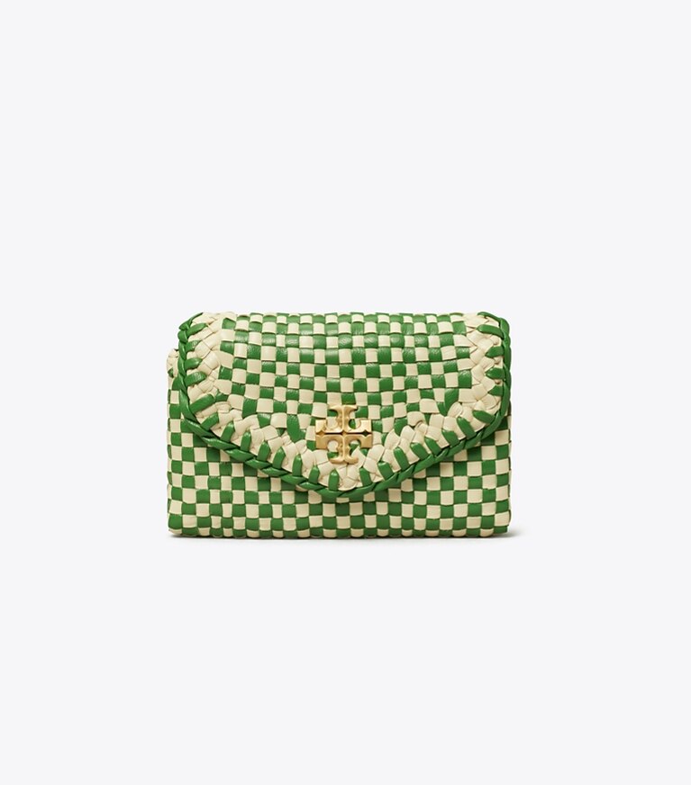Tory Burch designer card cases Kira Woven Flap Card Case in Monstera angle