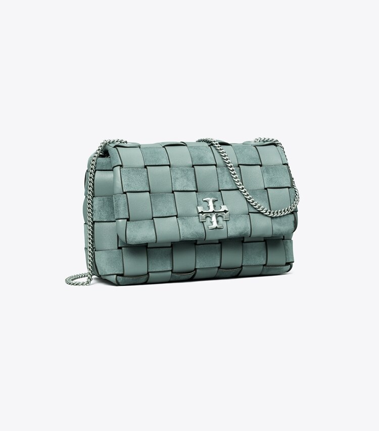 Tory Burch designer crossbody bags Kira Woven Mini Bag in Arctic angle