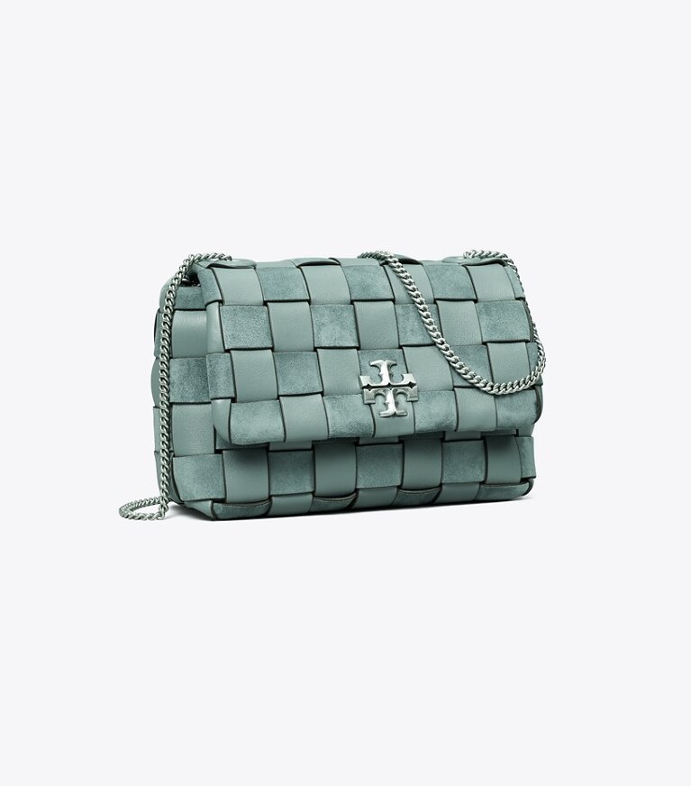 Tory Burch designer crossbody bags Kira Woven Mini Bag in Arctic angle