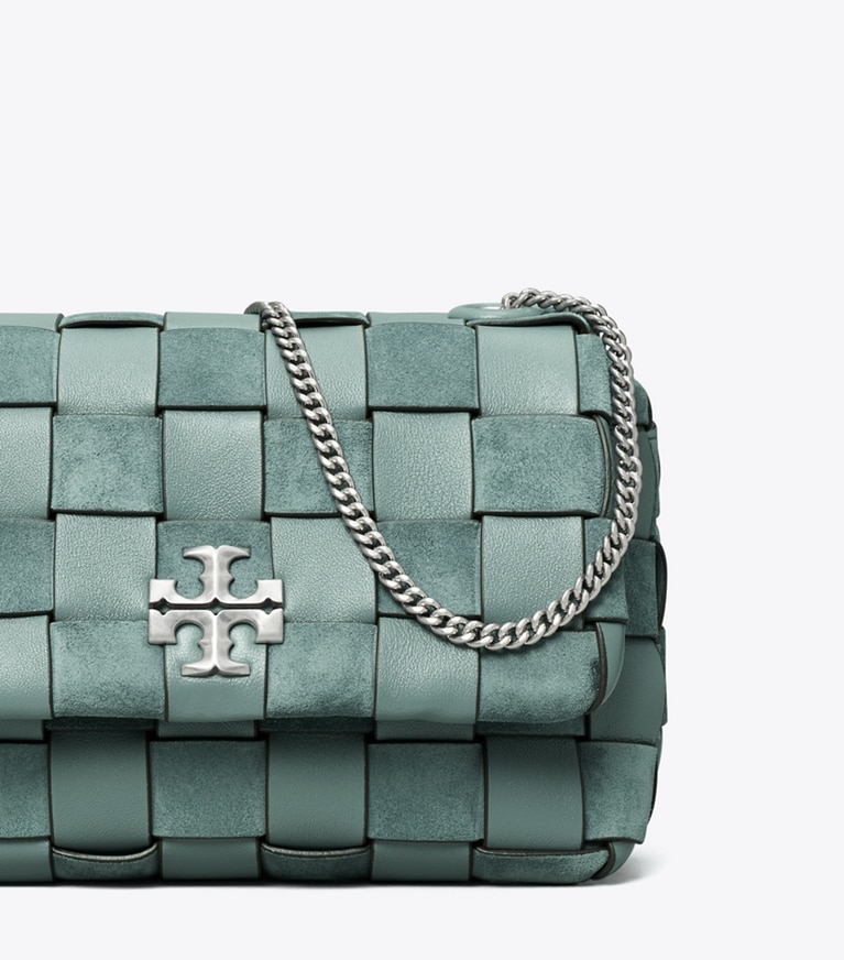 Tory Burch designer crossbody bags Kira Woven Mini Bag in Arctic angle