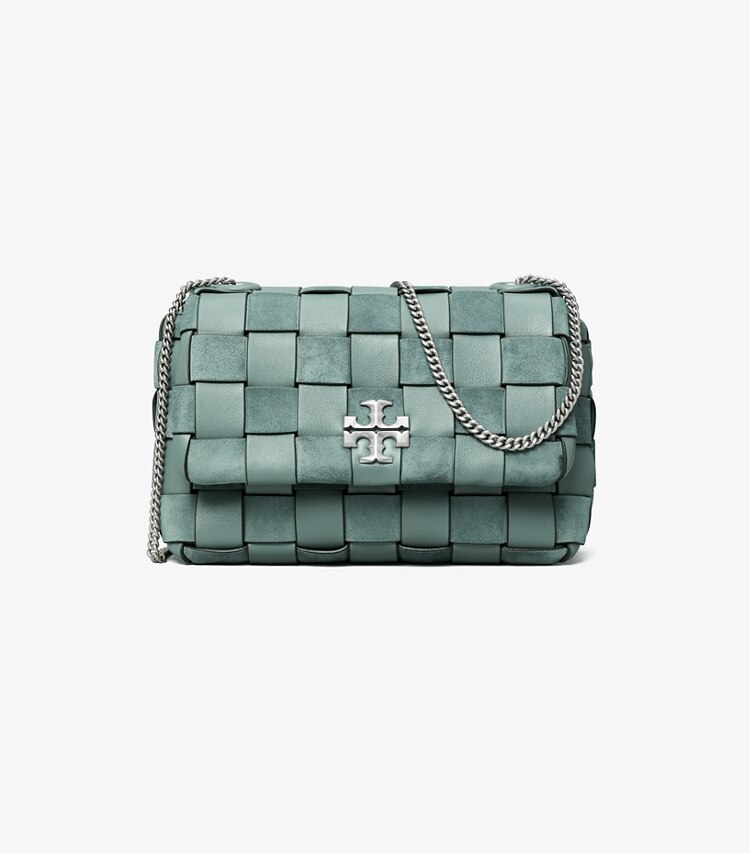 Tory Burch designer crossbody bags Kira Woven Mini Bag in Arctic front