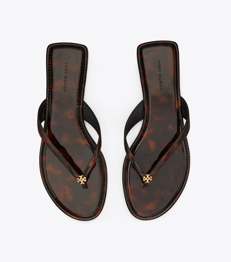 Tory Burch designer sandalen Klassischer Flipflop in TORTOISE PATENT angle