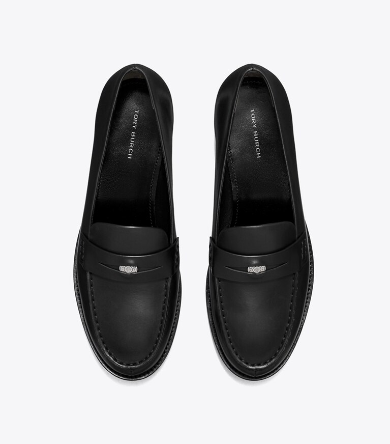 Tory Burch designer loafers Klassischer Penny Loafer in PERFECT BLACK angle