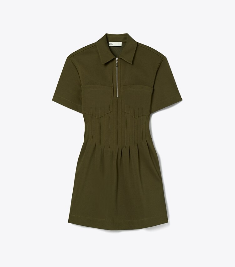 Tory Burch designer kleider Kleid aus Viskose mit Reißverschluss vorne in Dark Oliva front