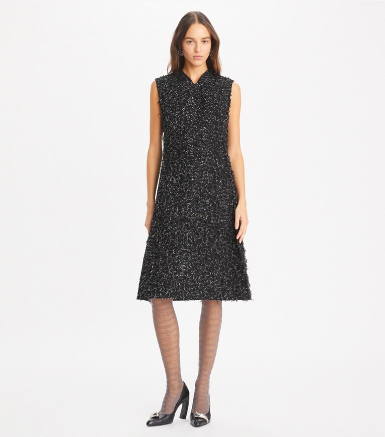 Tory Burch designer kleider Kleid mit Paillettenfransen in Black front