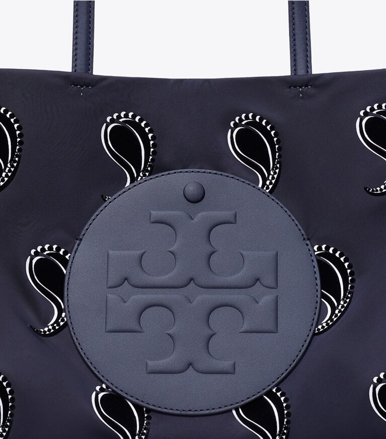 Tory Burch designer tote bags Kleine, bedruckte Ella Tote Bag in Medium Navy Pajama Print angle