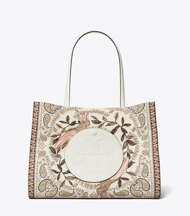 Tory Burch designer tote bags Kleine, bedruckte Ella Tote Bag in Pink Cockatoo front