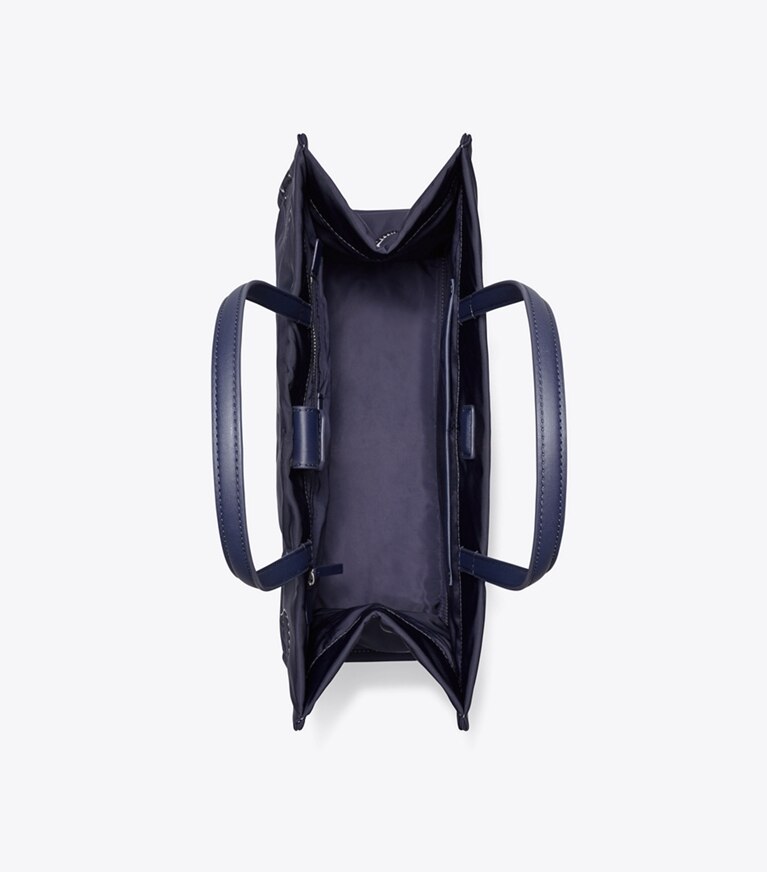 Tory Burch designer tote bags Kleine, bedruckte Ella Tote Bag in Medium Navy Pajama Print angle