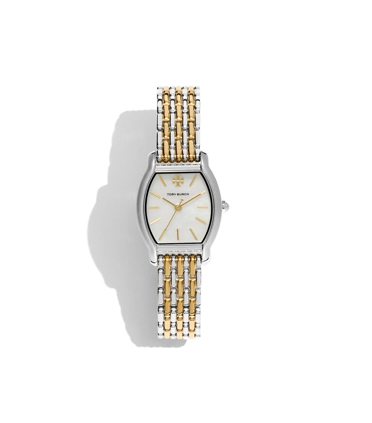 Tory Burch designer armbanduhren Kleine, gebogene Eleanor Uhr in MOTHER-OF-PEARL/TWO-TONE additional