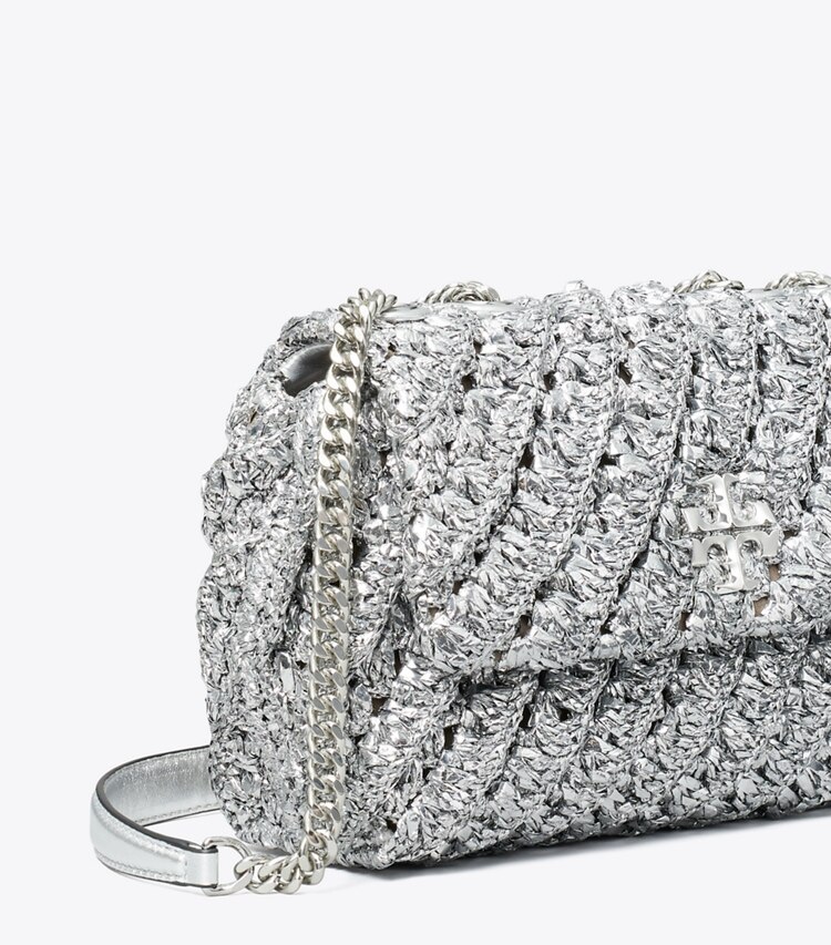 Tory Burch designer schultertaschen Kleine, gewebte Kira Schultertasche in Silver detail