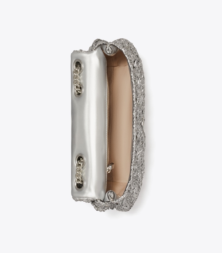 Tory Burch designer schultertaschen Kleine, gewebte Kira Schultertasche in Silver angle