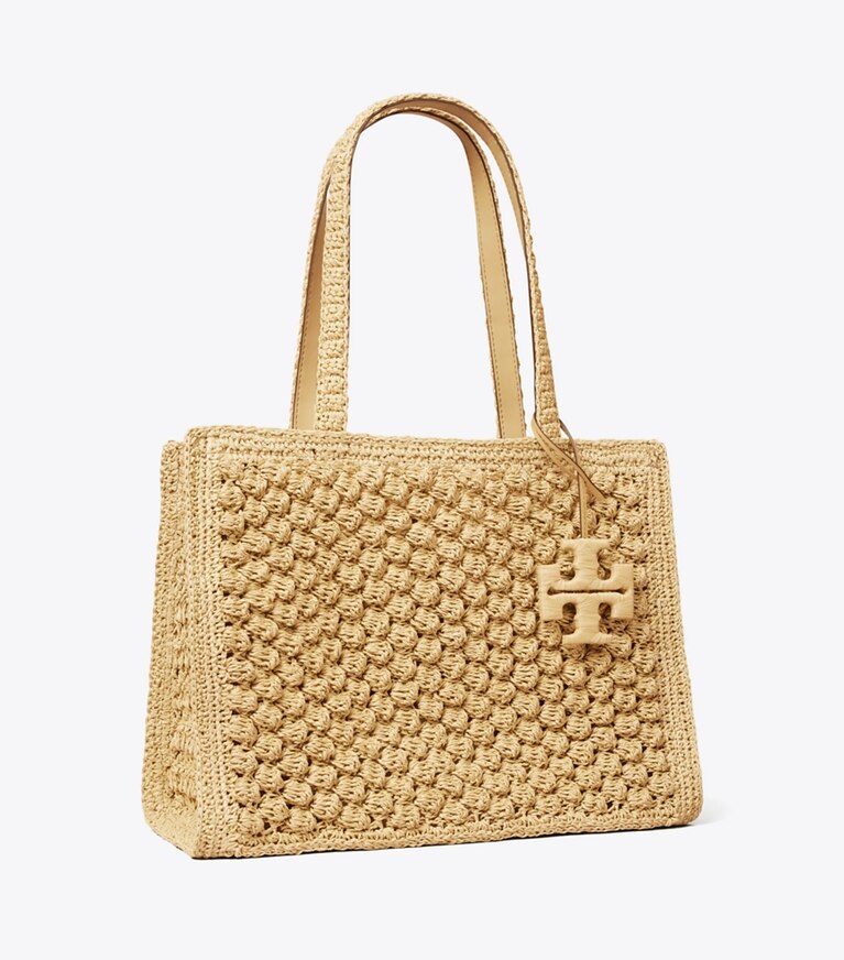 Tory Burch designer tote bags Kleine, handgehäkelte Ella Popcorn Tote Bag in Natural angle