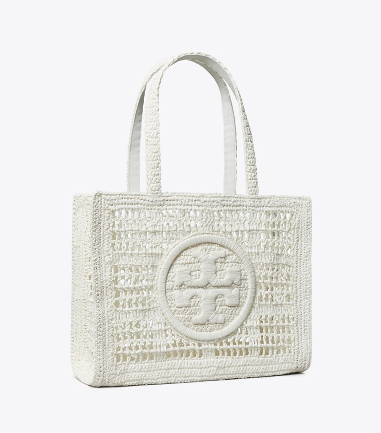 Tory Burch designer tote bags Kleine, handgehäkelte Ella Tote Bag in White angle