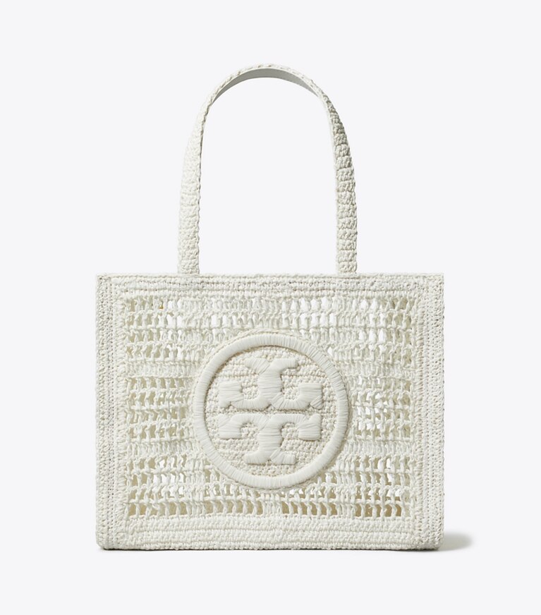 Tory Burch designer tote bags Kleine, handgehäkelte Ella Tote Bag in White angle