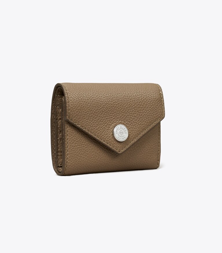 Tory Burch designer geldbörsen Kleine, strukturierte Geldbörse im Kuvert-Stil in Wild Mushroom angle