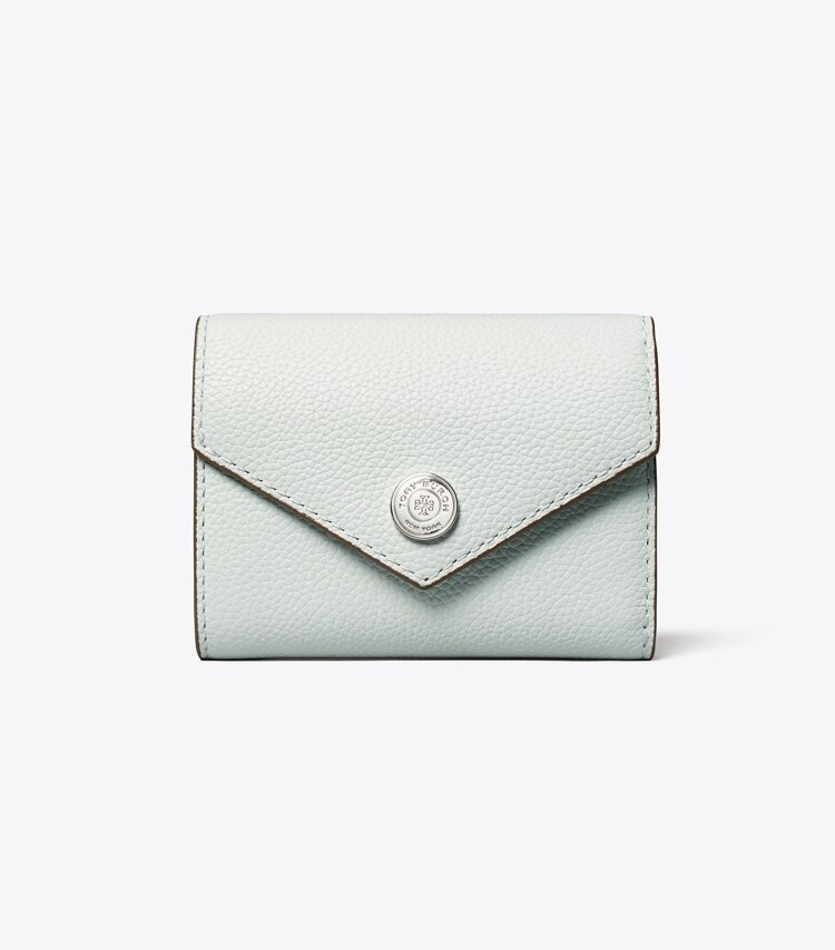 Tory Burch designer geldbörsen Kleine, strukturierte Geldbörse im Kuvert-Stil in Light Titanium front